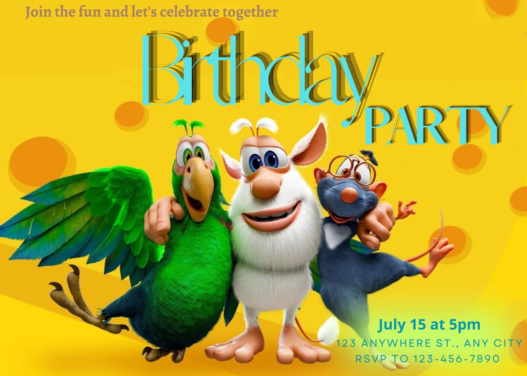 Booba Birthday Invitation Booba Cake Editable Digital Party - Etsy