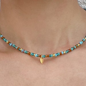 Custom Turquoise Charm necklace, Handmade, Boho bead necklace, Boho charm necklace, Festival jewelry, Hippie jewelry, Bead necklace, choker