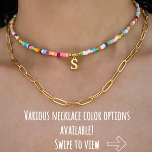 Colorful Custom Initial Seed Bead Necklace, Individually made, Layering Necklace, Boho Beaded Necklace, Seed Bead Necklace, Best Friend Gift
