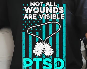 Nicht alle Wunden sind sichtbare Flagge und Dog Tags (Digitaler Download), Dog Tag SVG, veteran Awareness, svg, png und jpg