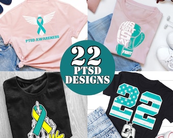 PTBS Awareness Designs: Teal Ribbon SVG Bundle (Digitaler Download)