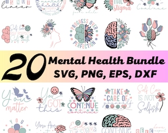 Mentale Gesundheit SVG Bundle: Selbstliebe & Bewusstsein Designs (Digitaler Download)