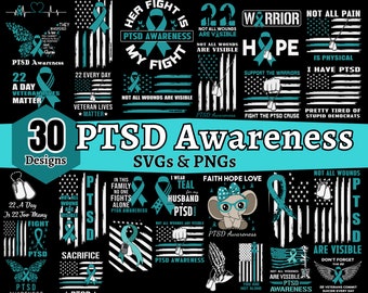 Teal PTSD Awareness SVG, IGY6, Veteran Mental Health Awareness, Teal Ribbon SVG, Mental Health SVGs, Not All Wounds Are Physical PNGs