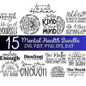 Santé mentale SVG, PNG, EPS, pdf, dxf, Self Love Club, gentillesse, Vous êtes assez, positivité, bonnes vignes, soyez gentil avec et aimez-vous citations