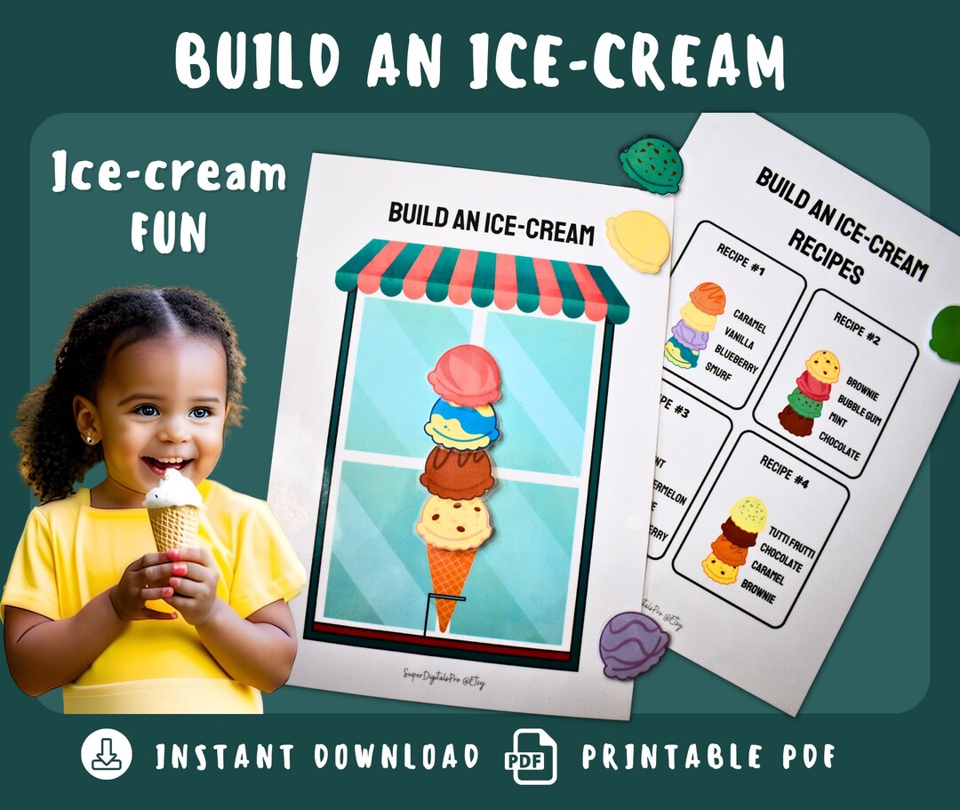 Build an Ice Cream Activity Icecream Recipes PDF Printable Etsy