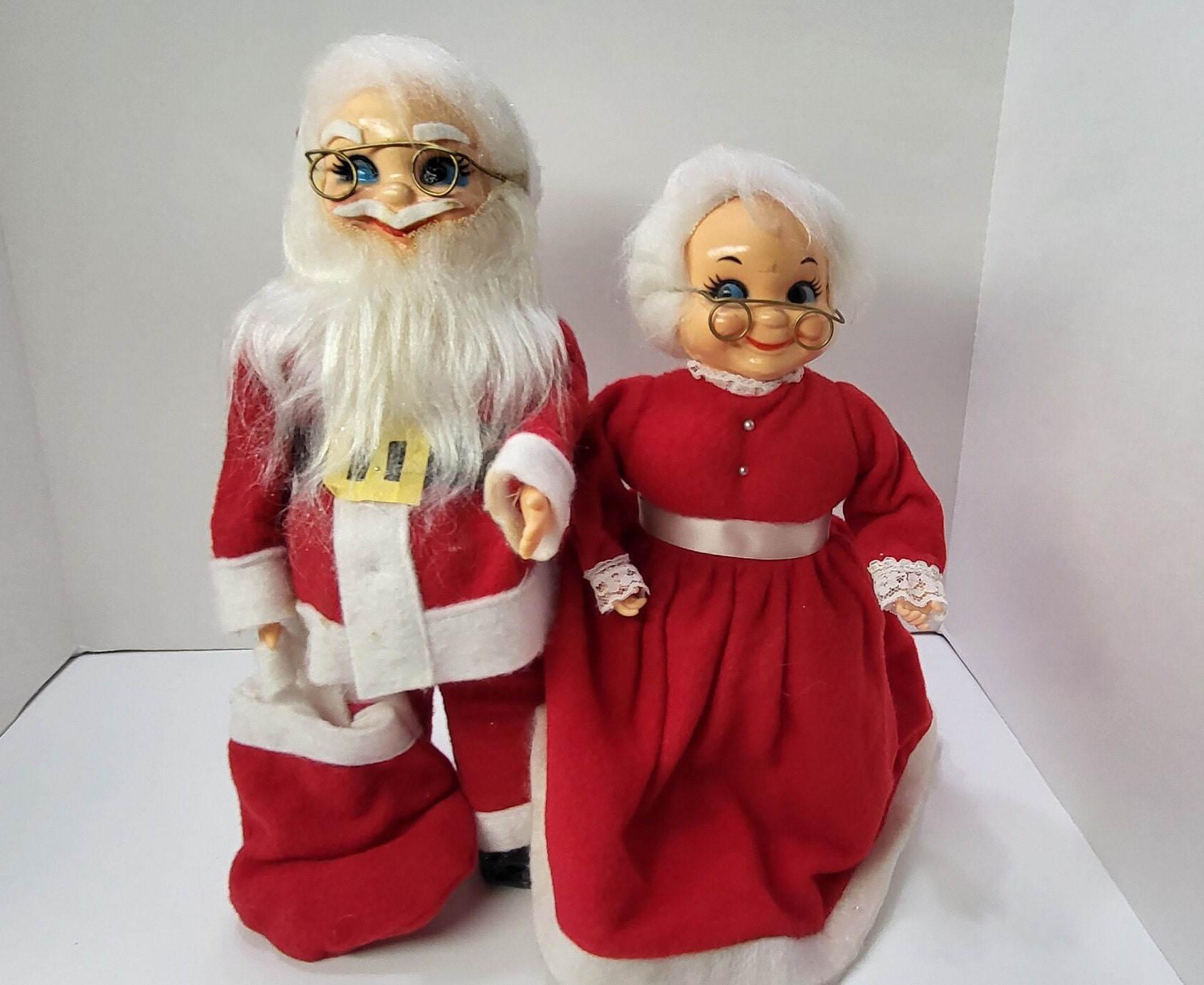 Vintage Traditional Santa and Mrs. Claus Dish Soap Bottle Dolls