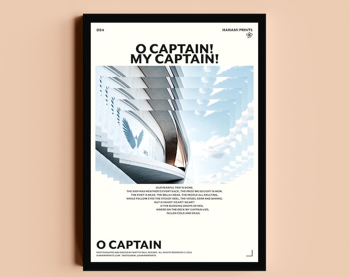O CAPTAIN | Art Print | Walt Whitman Poem Poster | Modern Architecture Photography | Literary Wall Art | Urban Architecture Wall Decor