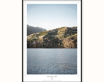 Madeira Vineyard Coast Print | Terraced Hillside Wall Art | Japanese Paper Poster