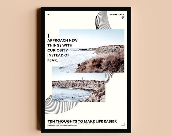 TEN THOUGHTS 01 | Inspirational Quote Wall Art | Mindful Photography Print with Coastal Landscape in Spain | Modern Motivational Poster