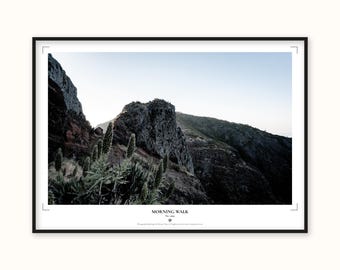 Madeira Mountain Print | Morning Walk Fine Art Poster | Japanese Paper Echium Landscape