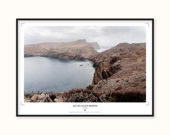 Madeira Coastal Print | Moody Cliff Landscape Wall Art (Japanese Paper)