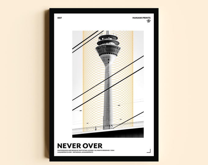 NEVER OVER | Modern Architecture Poster | Geometric Urban Wall Art | Black and White Photography | Printed on Japanese Paper