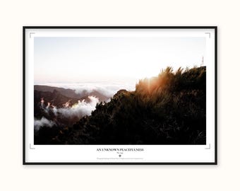 Madeira Sunset Mountain Print | Above Clouds Fine Art | Golden Hour Highland Poster