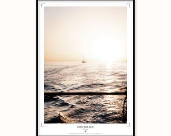 Madeira Sunset Sailboat Print | Golden Hour Ocean Wall Art