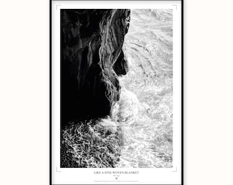 Madeira Rock Wave Print | Black and White Coastal Art