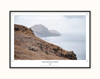 Madeira Coastal Print | Misty Headland Atlantic Wall Art, Earthy Cliff Photography