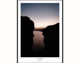 Madeira Sunset Print | Coastal Twilight Cliffs Ocean Wall Art