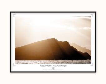 Madeira Lighthouse Print | Golden Hour Ocean Photography | Japanese Paper Wall Art