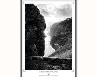Madeira Cliff Print | Gateway to the Atlantic | Black and White Wall Art | Dramatic Ocean Poster