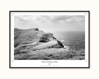 Madeira Cliff Print | Black and White Coastal Headland Wall Art Poster