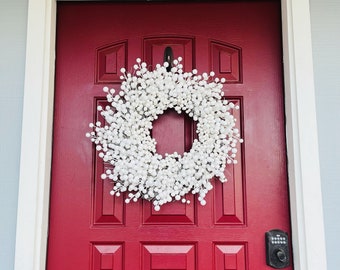 Winter Berries, Christmas Wreath, White Berry Wreath