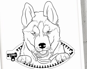 Custom Dog One Line Art, Custom Line Drawing Pet, Personalized One Line Art, Dog Portrait INK, Tattoo Commission, Line Art Illustration