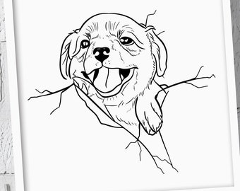 Dessin au trait personnalisé animal de compagnie, portrait de chien à l'encre, contour de chat, commission de tatouage, impression d'illustration de dessin au trait, croquis d'animal de compagnie à partir d'une photo, cadeau de perte d'animal de compagnie