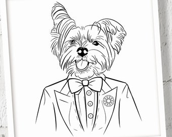 Custom Pet Portrait Drawing, Custom Cat Dog Line Art Portrait Drawing, Pet Lover Gift, Minimalist Pet Sketch, Pet Loss Gifts