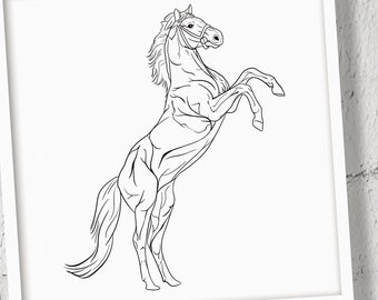 Custom Horse Line Art Portrait, Personalized Pet Drawing (Digital File)