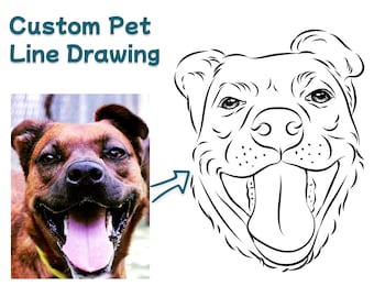 Custom Pet Line Art Portrait from Photo, Dog Memorial Gift (Digital File)