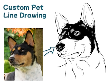 Custom Pet Line Drawing, Personalized Dog Portrait Art (Digital Download)