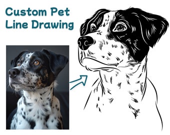 Custom Pet Line Art Portrait, Dog Memorial Gift (Digital File)