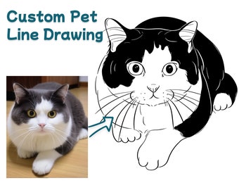 Custom Pet Line Art Portrait, Simple Pet Sketch (Digital File)