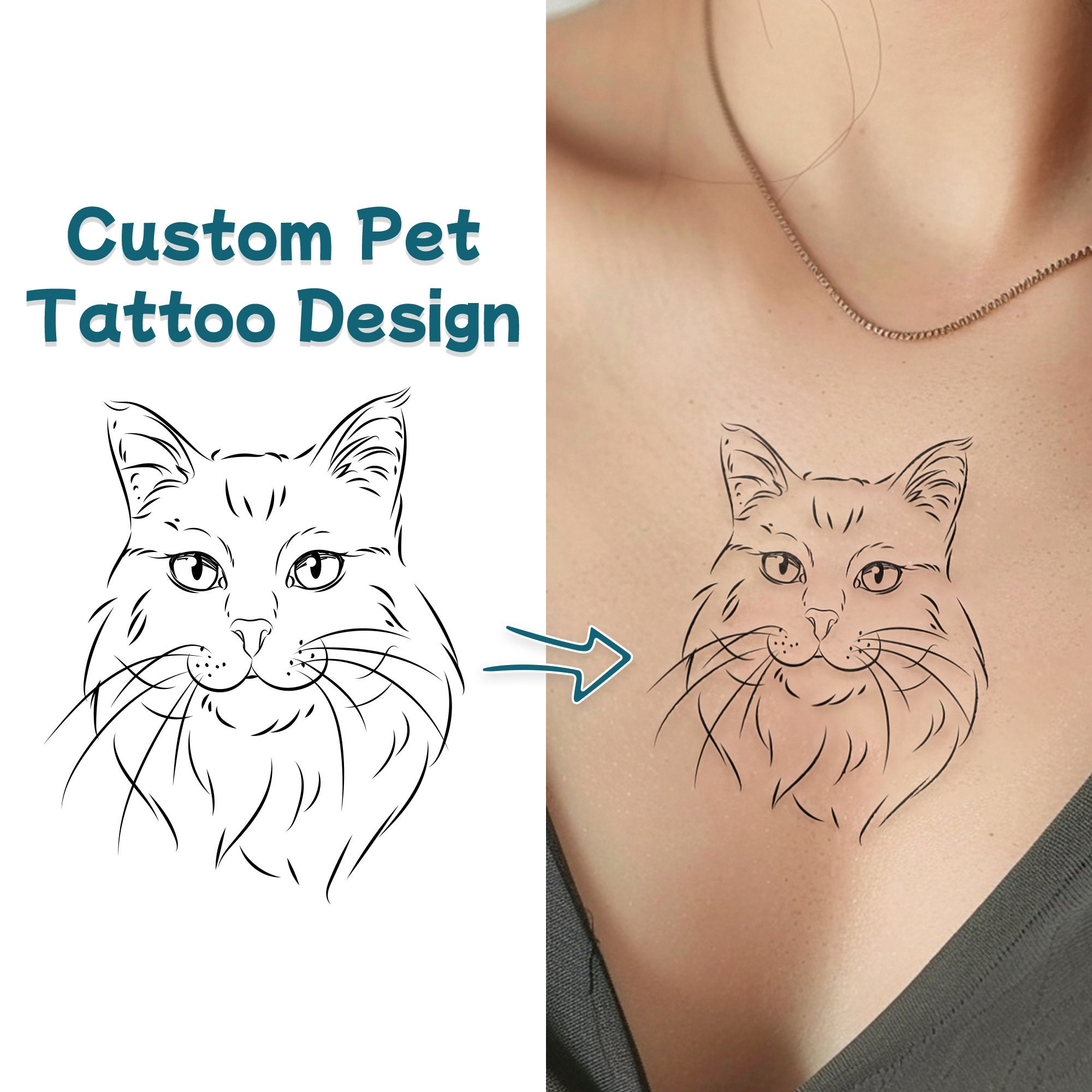 Cat outline tattoo - Etsy México, image size:2000x2000