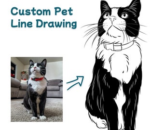 Custom Pet Line Art Portrait, Drawing from Photo (Digital File)