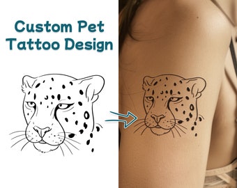 Custom Pet Portrait Tattoo Design, Line Art (Digital Download)