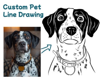 Custom Pet Portraits, Pet Sketch, Custom Pet Outline, Dog Illustration, Custom Line Art, Wedding Napkins Art, Pet Loss Memorial Gift