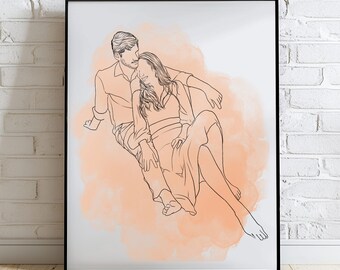 Custom Line Drawing, Family Portrait, Custom Illustration, Line Drawing, Custom Portrait, Couples Portrait, Custom Drawing, Couple Gift