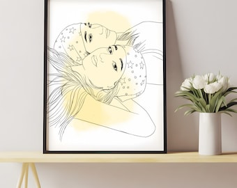 Personalized drawing, First Anniversary Gift, portrait from photo, Gift for Him，gift for boyfriend, Unique Husband Gift, Lesbian Gift