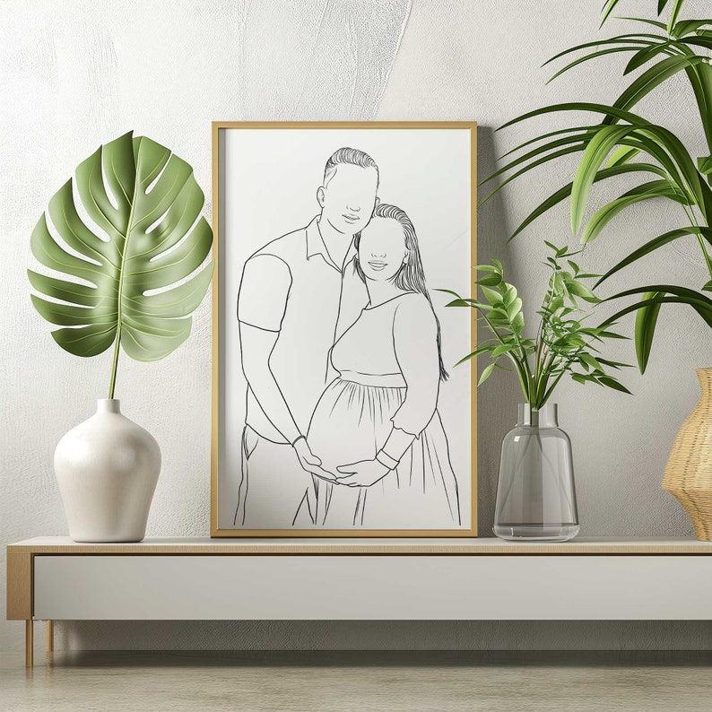Custom Line Drawing, Custom Minimalist Drawing, Portrait Of A Couple, Couple Drawing From Photo In My Style, Valentine'S Day Gift image 5