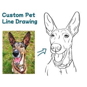 Hundeskizze vom Foto, Haustierlinie Kunst Illustration, personalisiertes Katzen-& Hundehochzeits-Serviettendesign, Hand gezeichnetes Haustier, kundenspezifische Hundeerinnerung