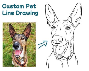 Custom Pet Line Art Portrait, Dog Memorial Gift (Digital File)