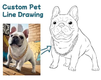 Custom Pet Outline Drawing, Dog Line Drawing Tattoo, Pet Portrait, Dog Sketch, Tattoo Line Art, Single Line Drawing,  Pet Owner Gift