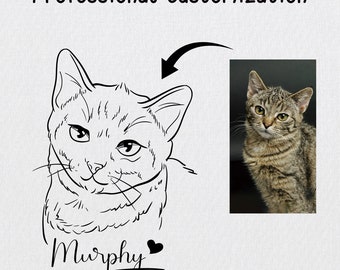 Custom Pet Portrait Tattoo Design, Cat or Dog Outline (Digital File)