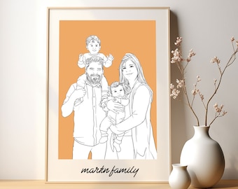 Christmas Gift, Minimalist Portrait，Custom family portrait, Custom line portrait, personalized family gift, Custom gift, custom couple gift