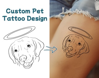 Custom Pet Memorial Tattoo, Line Art Portrait (Digital File)