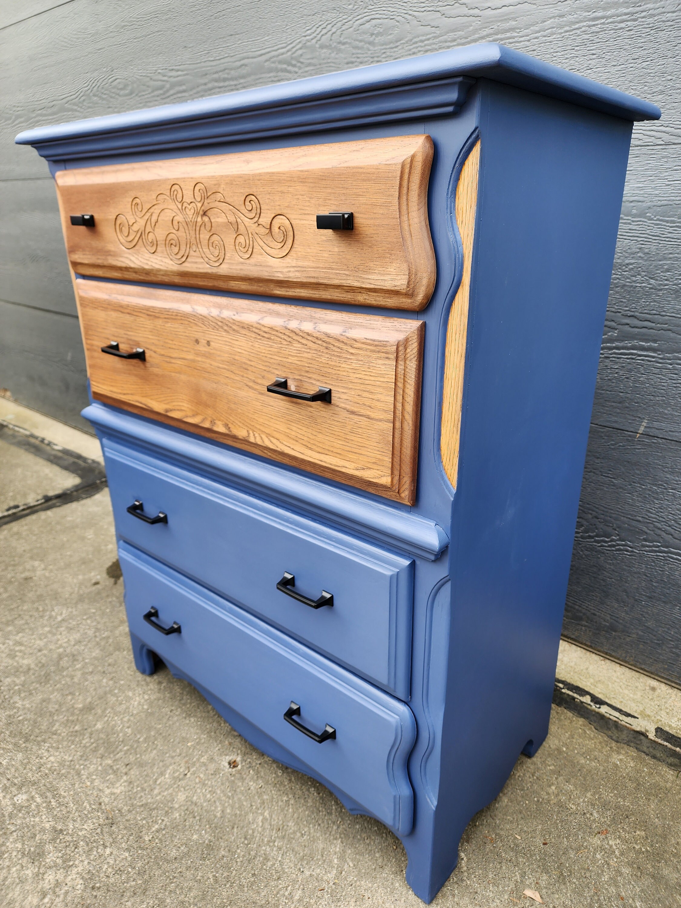 Black Oak Wood, 4 Drawer Dresser, Wood Dresser, Refinished Dresser
