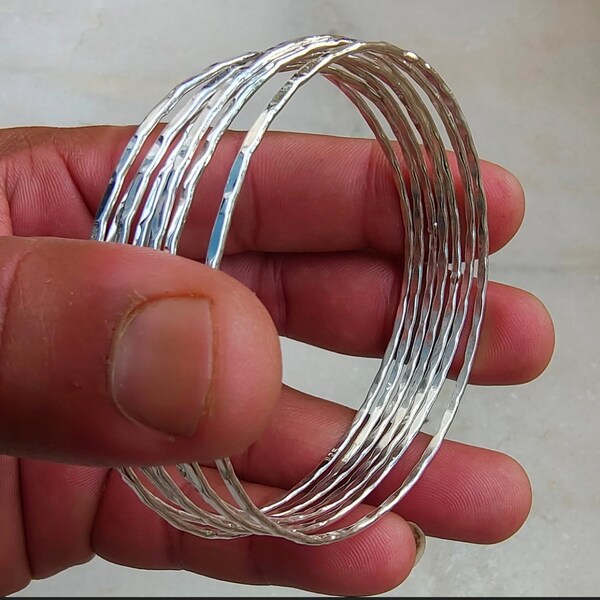 Sterling Silver Bangle Bracelet Set - Etsy