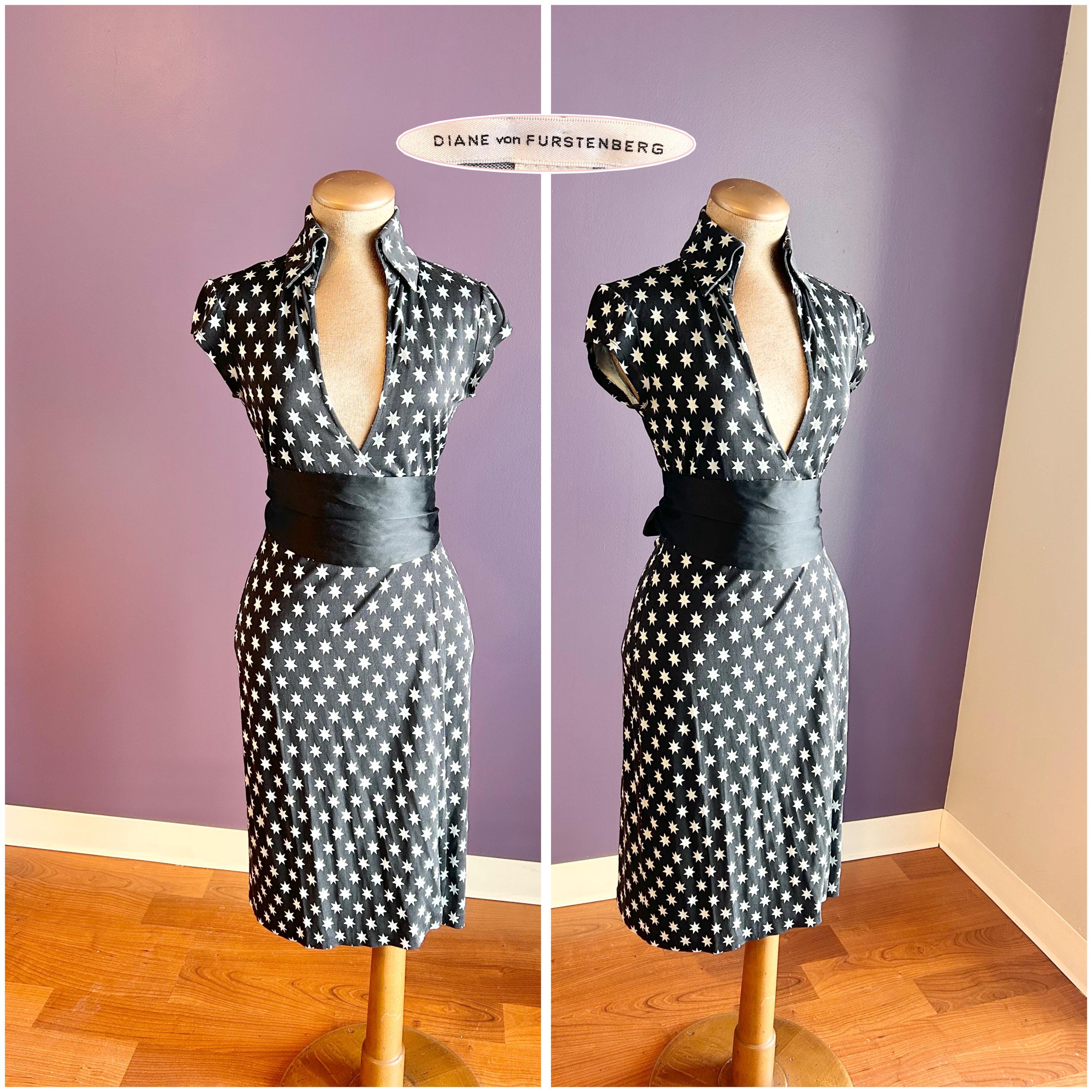 Robe Portefeuille DVF Diane Von Furstenberg Vintage - Imprimé Zèbre Floral Noir Beige, Taille 2