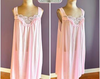 Robe de nuit rose sans manches sans manches Lati Fashion vintage des années 80 en l'état, XXL